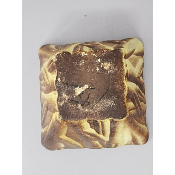 Vintage Unique Yellow & Brown Ceramic Planter Textured Design‎ Kitschy Rustic - Picture 6 of 9